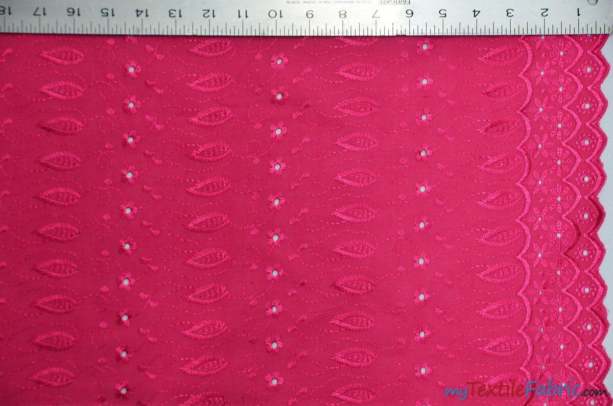 Polyester Cotton Eyelet Embroidery | Double Sided Border | 45" Wide | Multiple Colors | Fabric mytextilefabric Yards Fuchsia