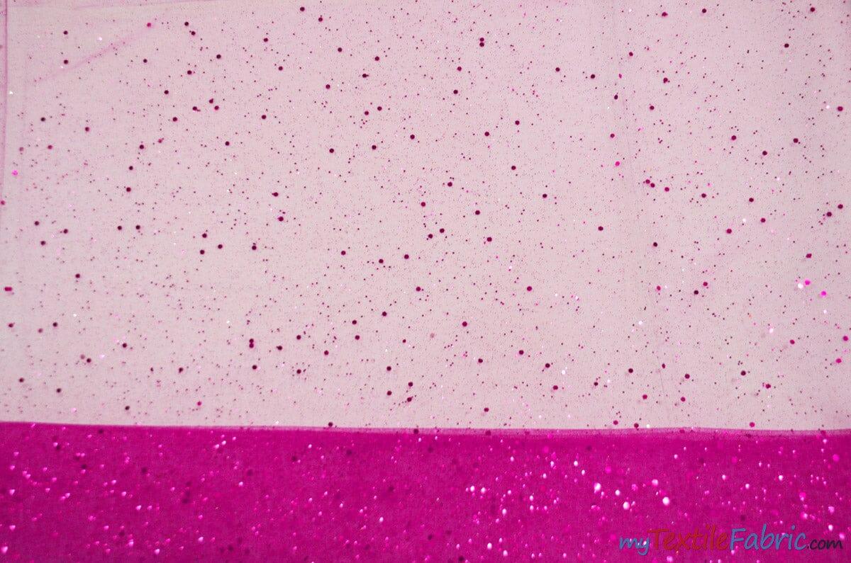 Tulle Glitter with Sequins and Glitter | 60" Wide | Multiple Colors | Glitter Tulle Fabric with Sequins Embellishments | Fabric mytextilefabric Yards Fuchsia