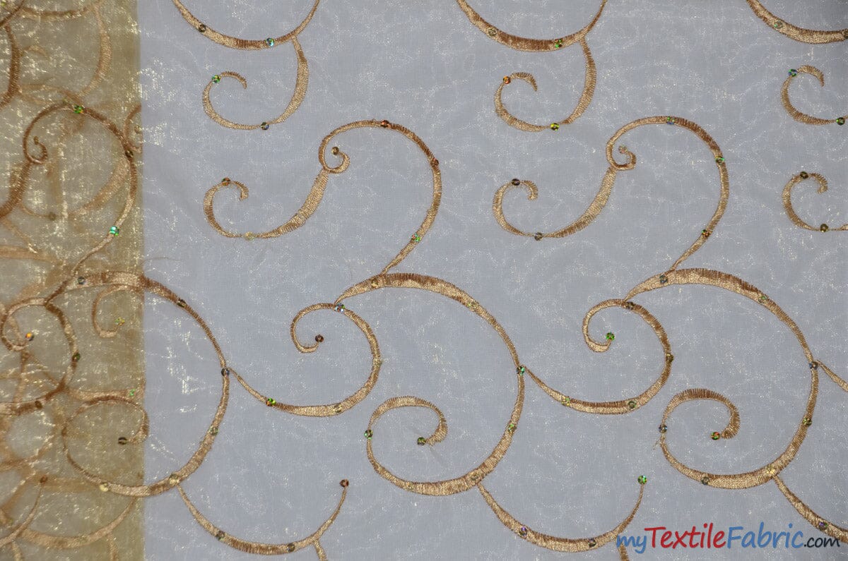 Ferial Organza Embroidery Gold, Very Lightweight Organza Fabric, Home  Decor Fabric