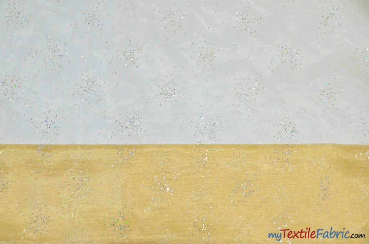 Sparkle Organza Fabric | Glitter Beads on Organza Fabric | 58" Wide | Fabric mytextilefabric Yards Gold