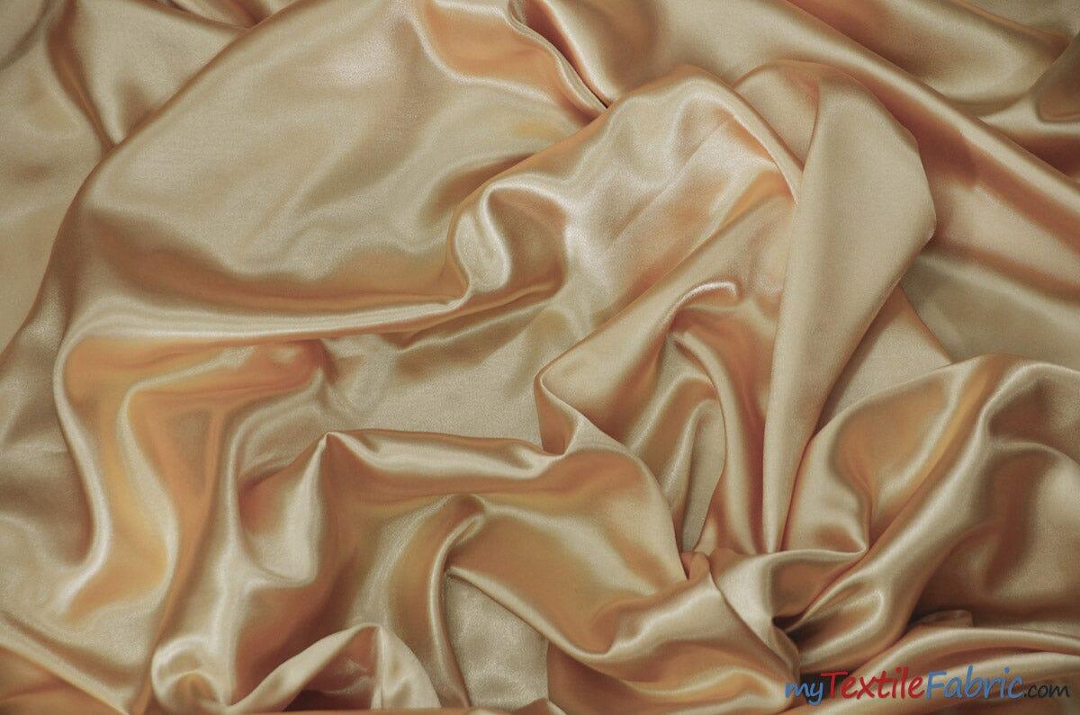 Silky Soft Medium Satin Fabric | Lightweight Event Drapery Satin | 60" Wide | Economic Satin by the Wholesale Bolt | Fabric mytextilefabric Bolts Gold 0027
