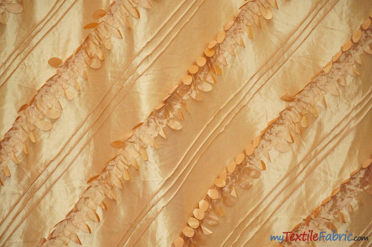Forest Taffeta Embroidery | Hanging Leaf Taffeta | 54" Wide | Multiple Colors | Fabric mytextilefabric Yards Gold