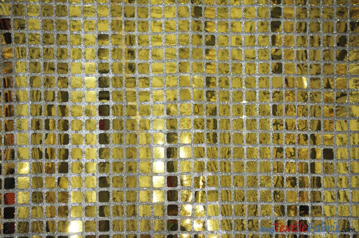 Square Sequins Fabric | Quad Sequins Fabric | 45" Wide | Multiple Colors | Decor and Costumes | Fabric mytextilefabric Yards Gold