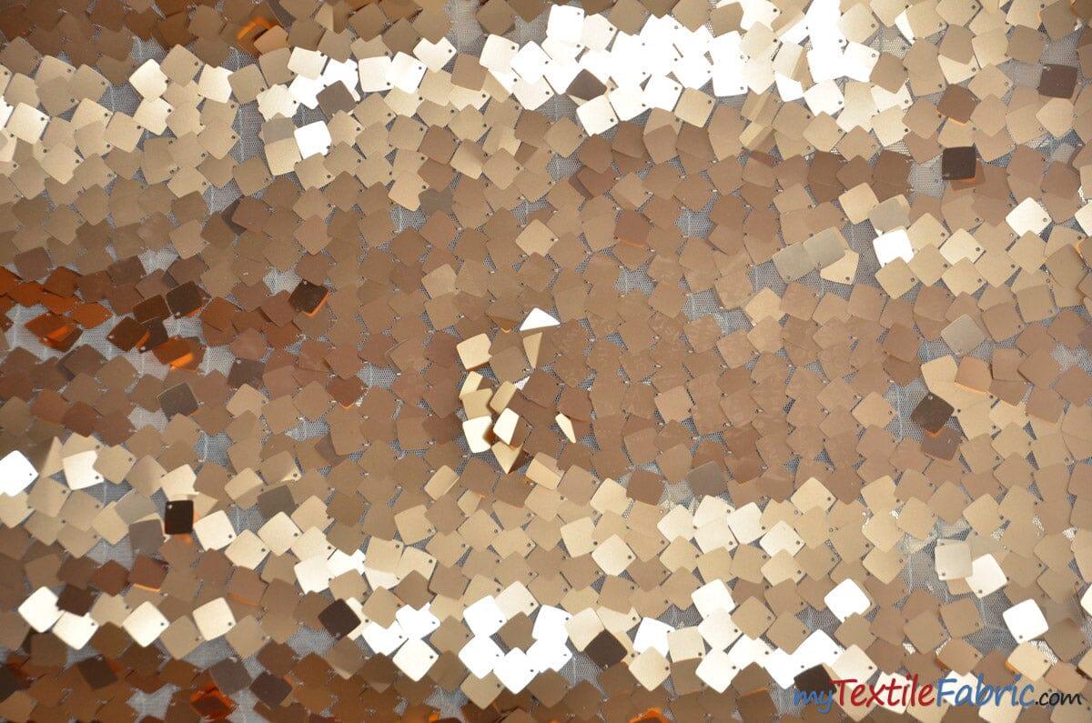 Dull Square Dazzle Sequins | Decorative Sequins on Mesh | 52" Wide | Fabric mytextilefabric Yards Gold