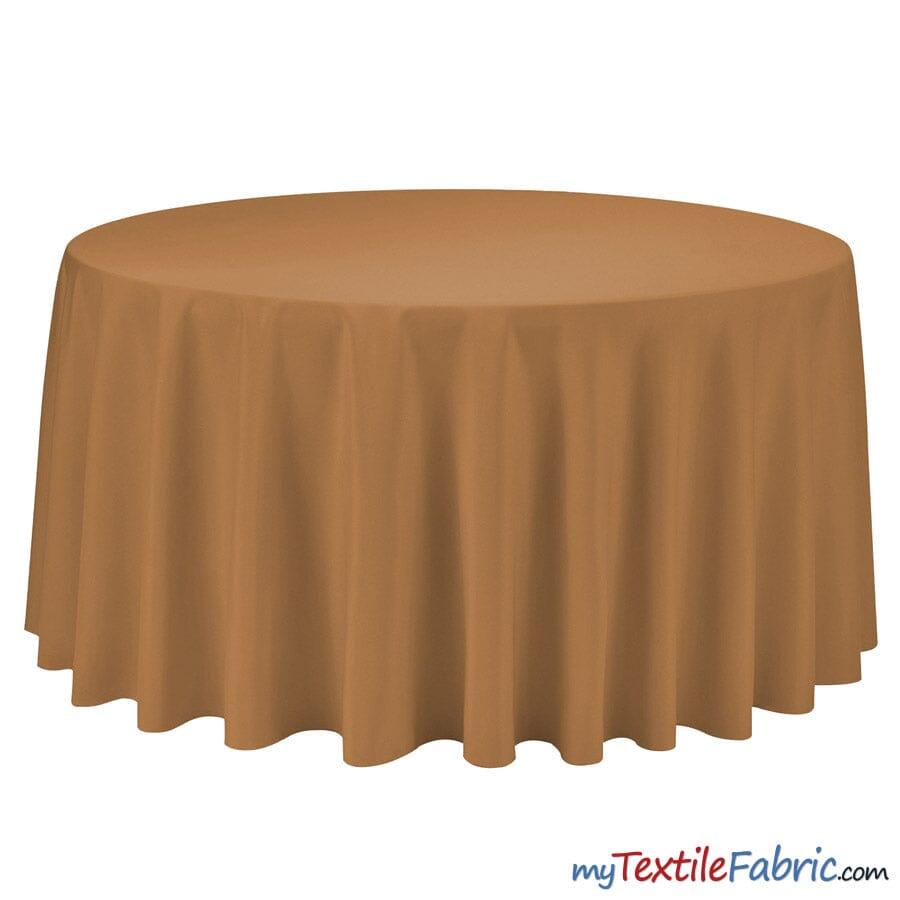 108" Round Polyester Seamless Tablecloth | Sold by Single Piece or Wholesale Box | Fabric mytextilefabric By Piece Gold
