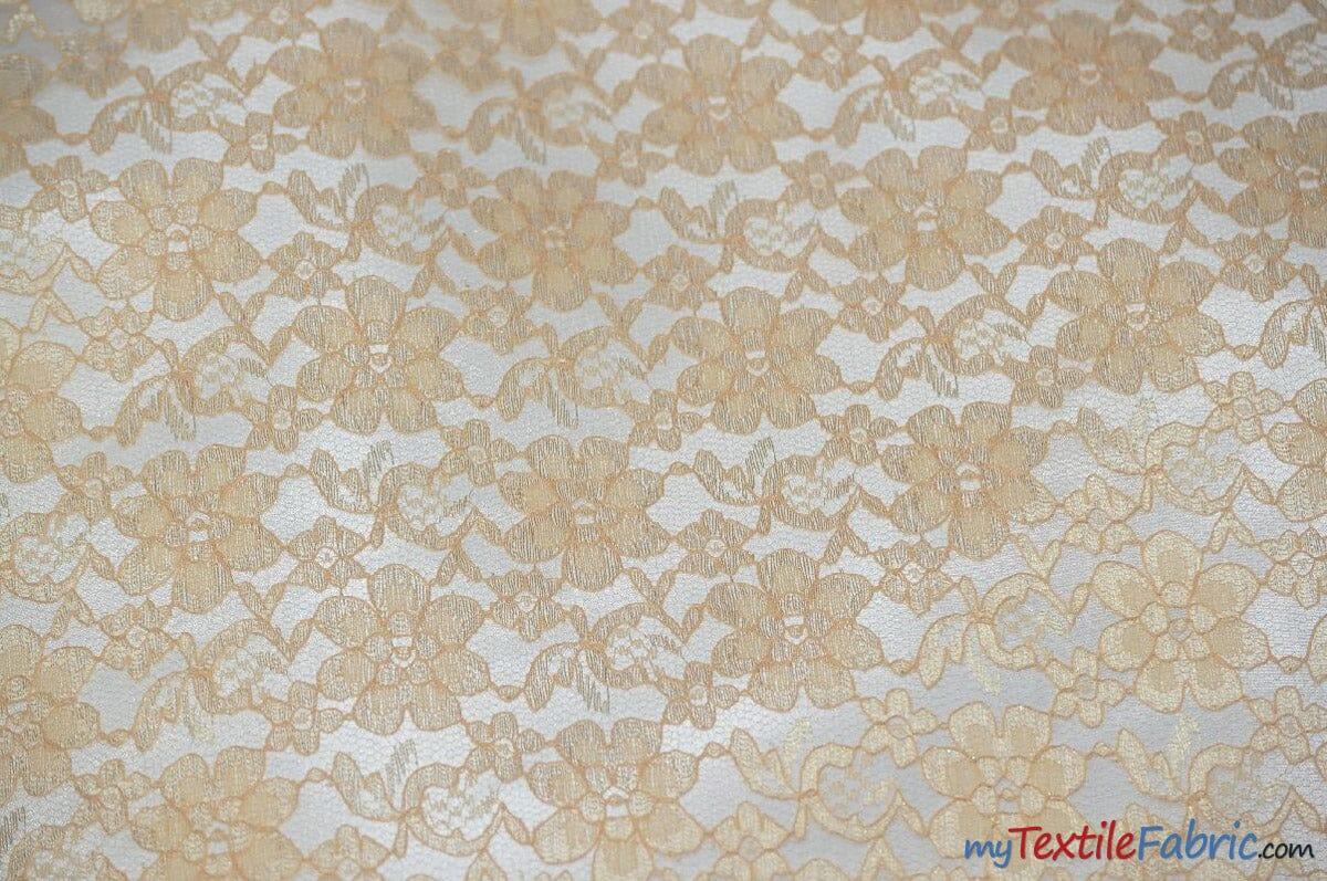Raschel Lace Fabric | 60" Wide | Vintage Lace Fabric | Bridal Lace, Decoration, Curtain, Tablecloth | Boutique Lace Fabric | Floral Lace Fabric | Fabric mytextilefabric Yards Gold