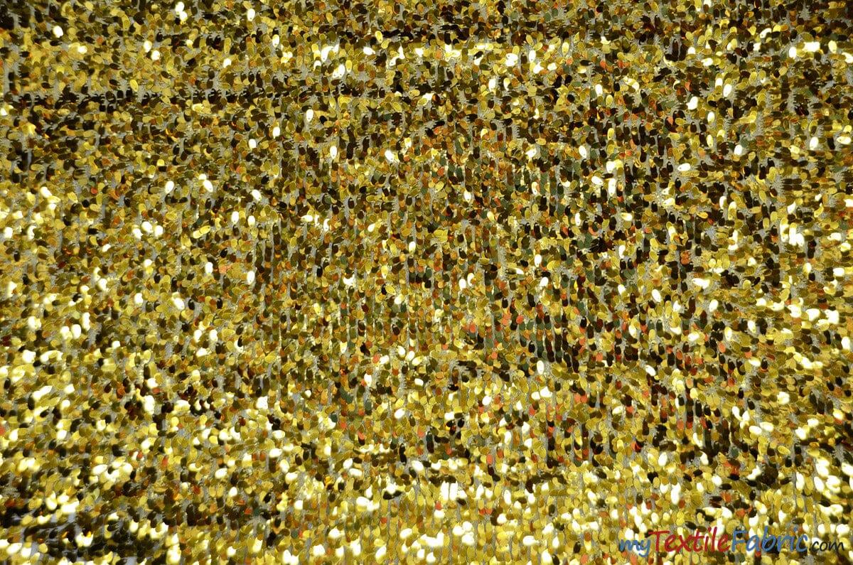 Tear Drop Sequins Fabric | Hanging Sequins on Mesh Fabric | 52" Wide | Gold, Silver, Blush Pink | Fabric mytextilefabric Yards Gold