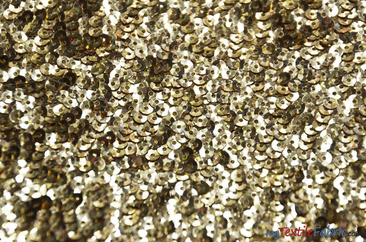 Gatsby Sequins Fabric | 6mm Flat Sewn Sequins on Mesh | 52" Wide | Multiple Colors | Fabric mytextilefabric Yards Gold