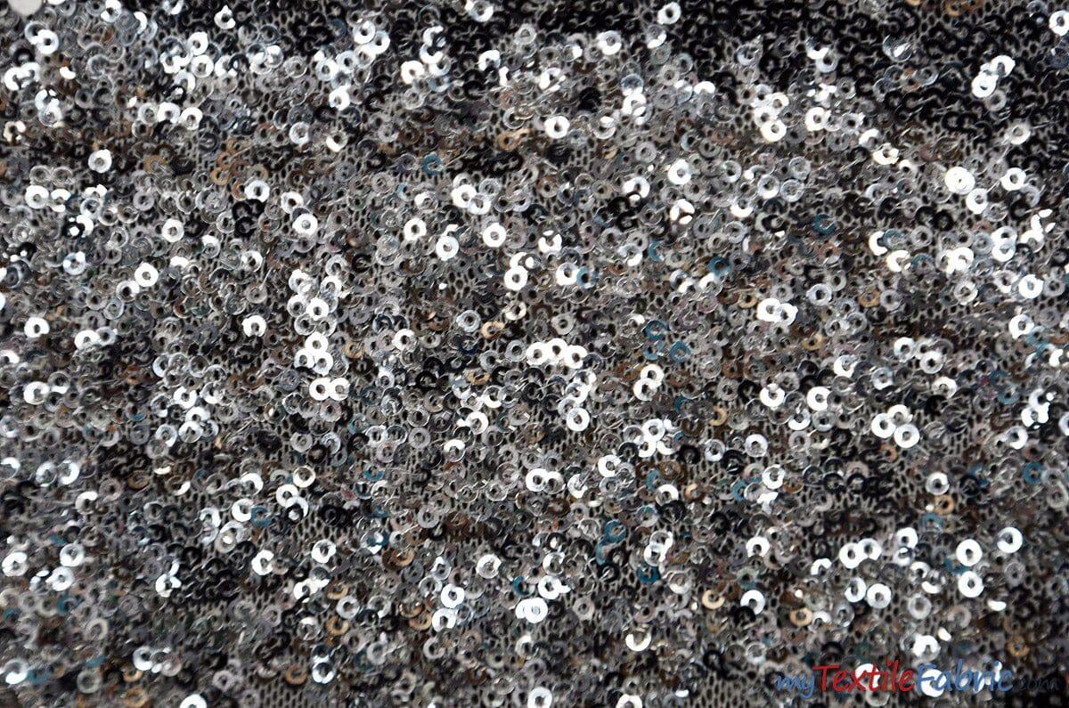 Glitz Mesh Sequins Fabric | 3mm Glitter Sequins | 52" Wide | Multiple Colors | Fabric mytextilefabric Yards Grey