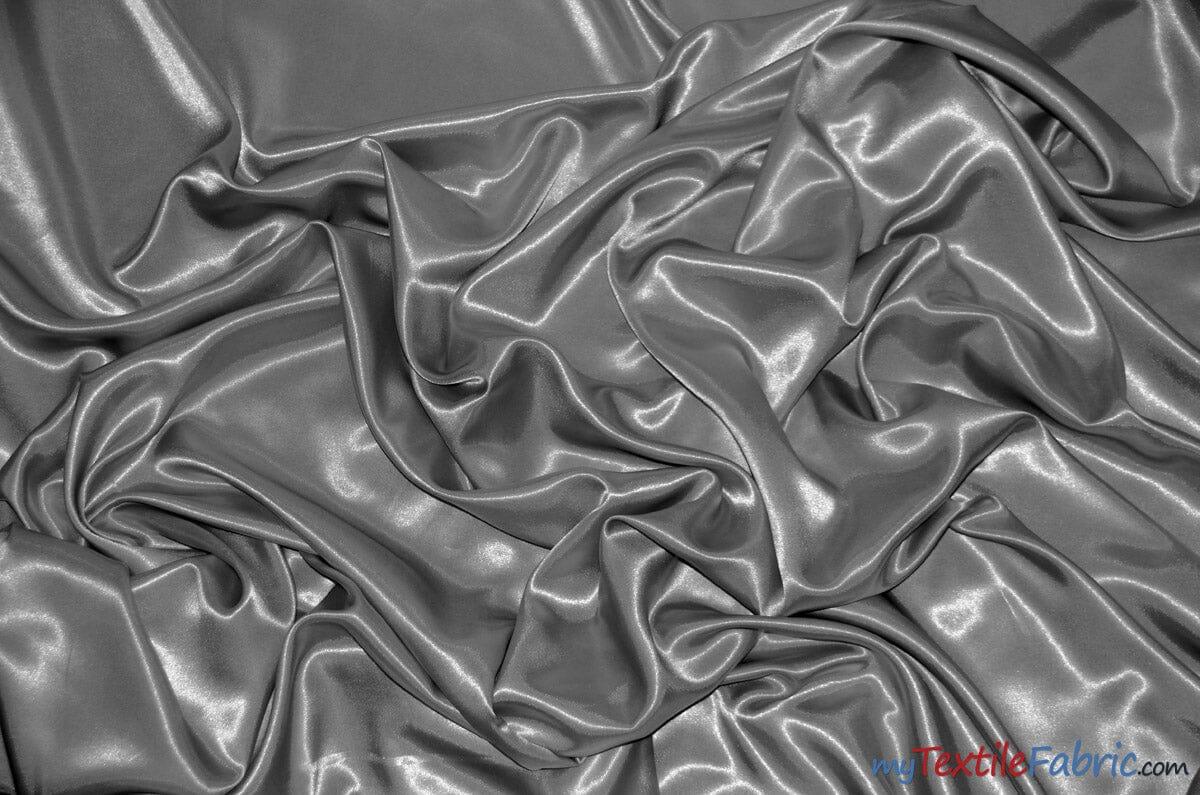 Silky Soft Medium Satin Fabric | Lightweight Event Drapery Satin | 60" Wide | Economic Satin by the Wholesale Bolt | Fabric mytextilefabric Bolts Grey 0032