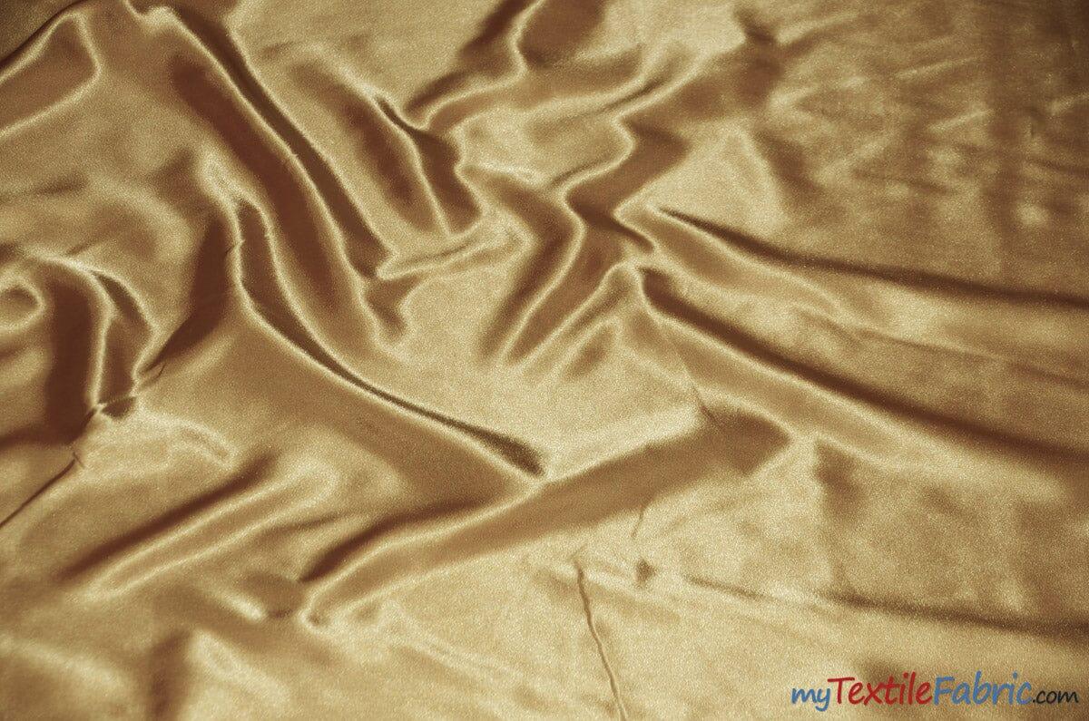 Silky Soft Medium Satin Fabric | Lightweight Event Drapery Satin | 60" Wide | Economic Satin by the Wholesale Bolt | Fabric mytextilefabric Bolts Honey Gold 0063