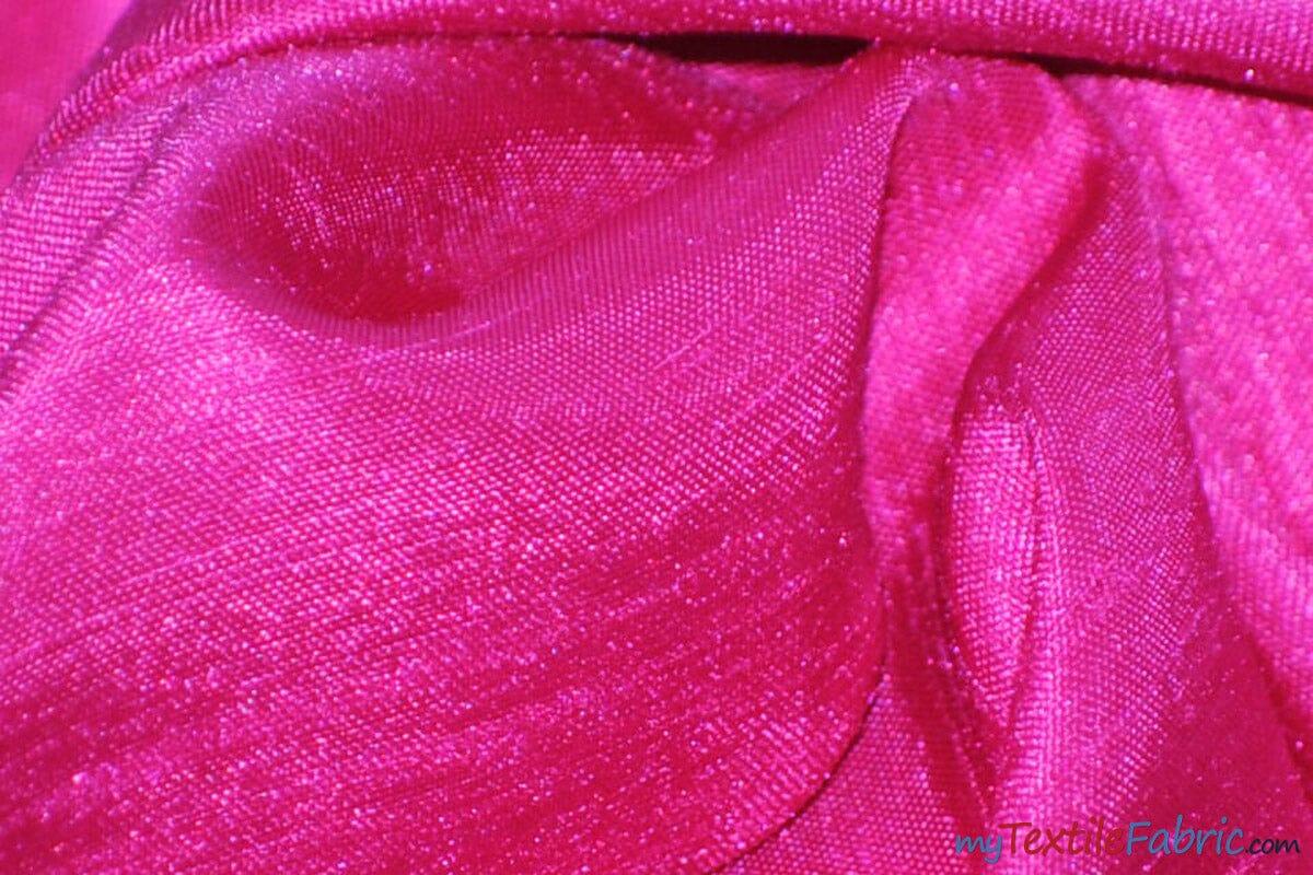 Shantung Satin Fabric | Satin Dupioni Silk Fabric | 60" Wide | Multiple Colors | Continuous Yards | Fabric mytextilefabric Yards Hot Pink