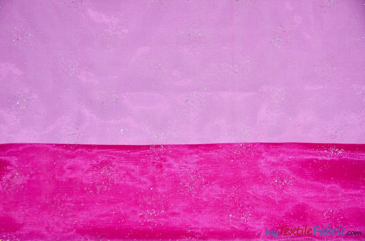 Sparkle Organza Fabric | Glitter Beads on Organza Fabric | 58" Wide | Fabric mytextilefabric Yards Hot Pink