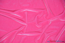 Load image into Gallery viewer, Soft and Plush Stretch Velvet Fabric | Stretch Velvet Spandex | 58&quot; Wide | Spandex Velour for Apparel, Costume, Cosplay, Drapes | Fabric mytextilefabric Yards Hot Pink 

