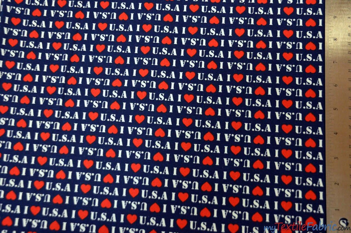 I Love USA Cotton Cotton Print | Patriotic Print | 100% Cotton | 60" Wide | Fabric mytextilefabric