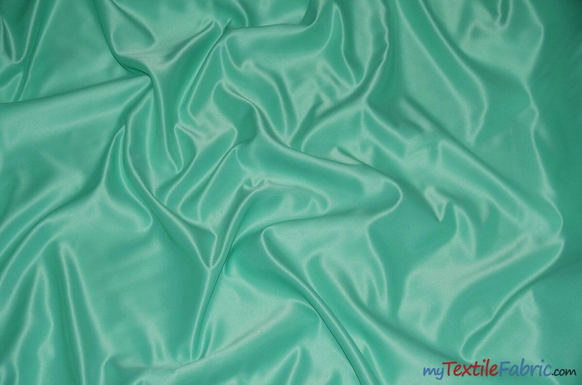 Stretch Matte Satin Peau de Soie Fabric | 60" Wide | Stretch Duchess Satin | Stretch Dull Lamour Satin for Bridal, Wedding, Costumes, Bridesmaid Dress Fabric mytextilefabric Yards Ice Mint