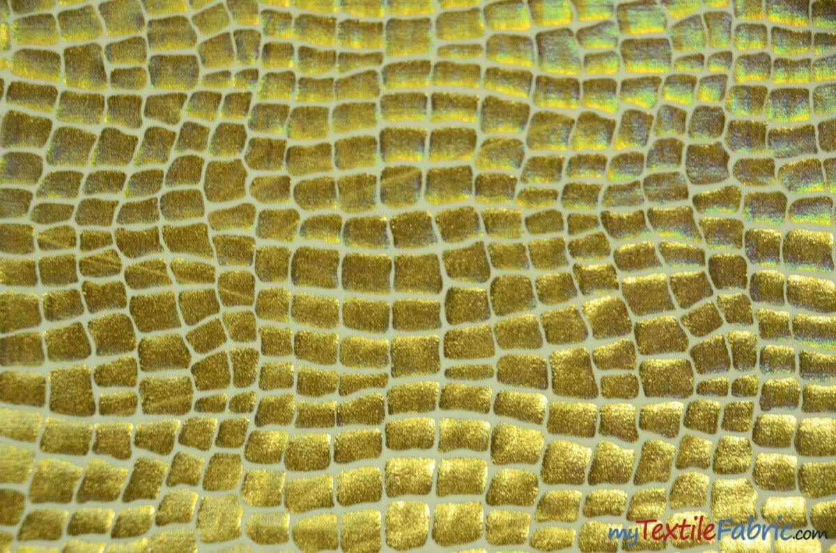 4 Way Stretch Dancewear Fabric | Anaconda Hologram Spandex | 58/60" Wide | Multiple Colors | Fabric mytextilefabric Yards Ivory Gold