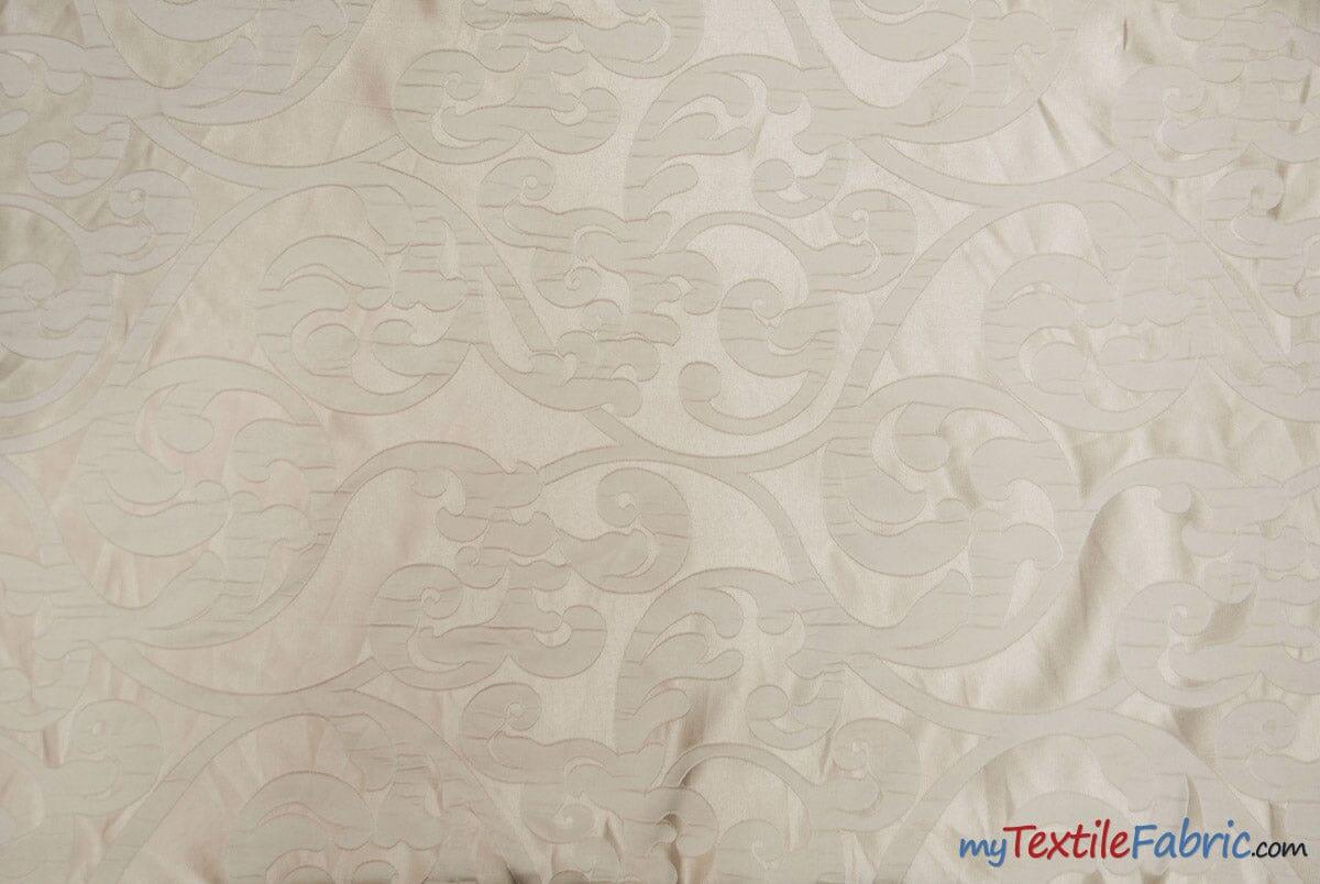 Victorian Damask Jacquard Fabric | Victorian Damask Brocade | 60" Wide | Drapery, Curtains, Tablecloth, Costume | Multiple Colors | Fabric mytextilefabric Yards Ivory