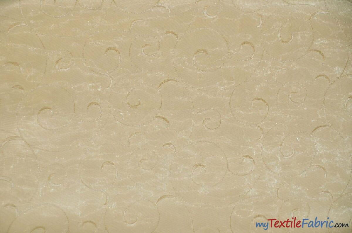 Swirl Organza Fabric | Embroidered Swirl Sheer | 54" Wide | Multiple Colors | Fabric mytextilefabric Yards Ivory