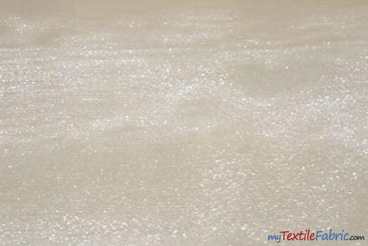 Crystal Organza Fabric | Sparkle Sheer Organza | 60" Wide | Continuous Yards | Multiple Colors | Fabric mytextilefabric Yards Ivory