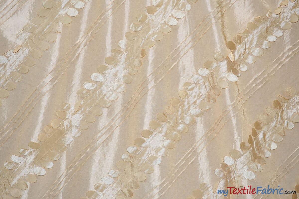 Forest Taffeta Embroidery | Hanging Leaf Taffeta | 54" Wide | Multiple Colors | Fabric mytextilefabric Yards Ivory