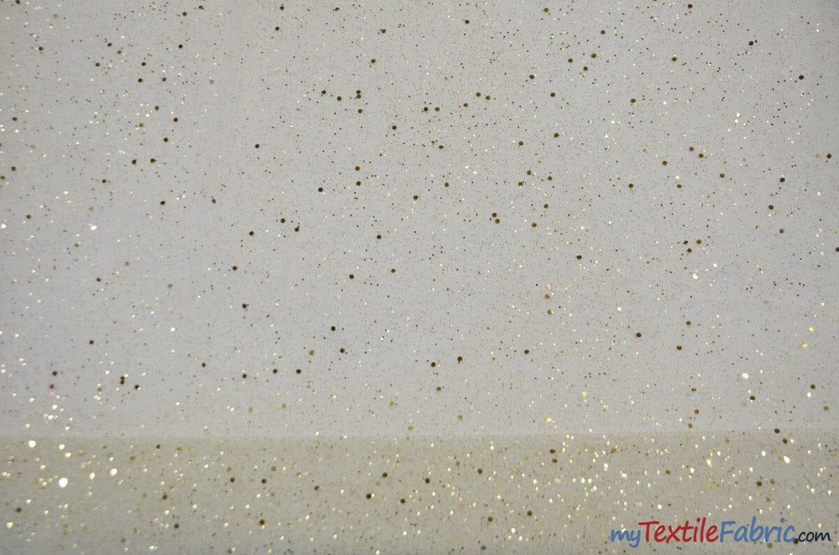 Tulle Glitter with Sequins and Glitter | 60" Wide | Multiple Colors | Glitter Tulle Fabric with Sequins Embellishments | Fabric mytextilefabric Yards Ivory