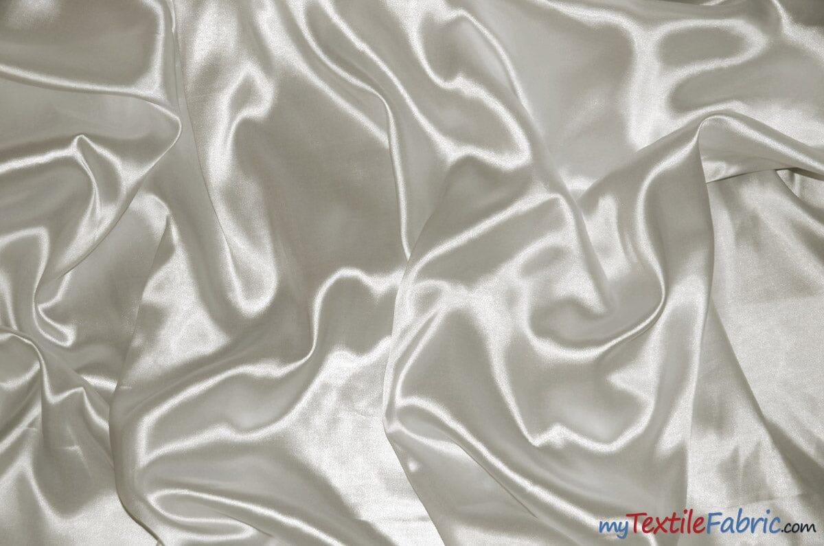 Silky Soft Medium Satin Fabric | Lightweight Event Drapery Satin | 60" Wide | Economic Satin by the Wholesale Bolt | Fabric mytextilefabric Bolts Ivory 0004