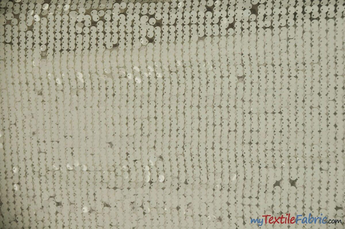 New York Dazzle Sequins Fabric | 6mm Sequins Fabric | 52" Wide | Multiple Colors | Fabric mytextilefabric Yards Ivory