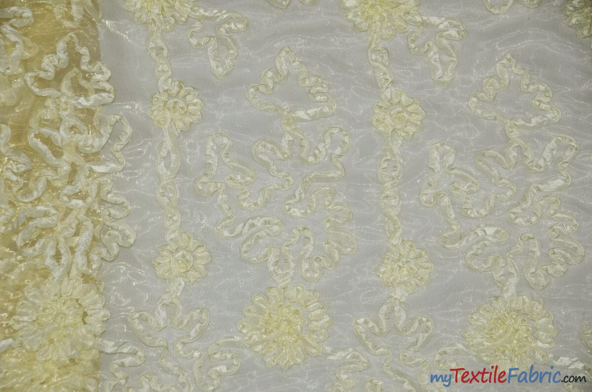 Luxury Organza Embroidery Fabric, Embroidered Ribbon Organza