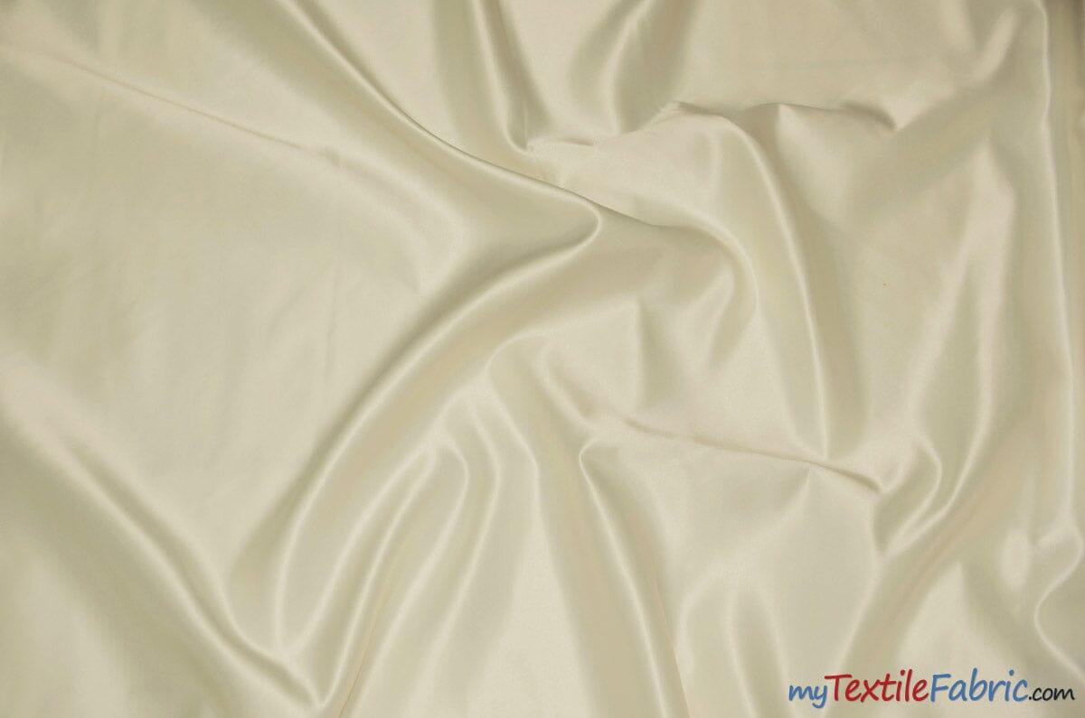 Stretch Matte Satin Peau de Soie Fabric | 60" Wide | Stretch Duchess Satin | Stretch Dull Lamour Satin for Bridal, Wedding, Costumes, Bridesmaid Dress Fabric mytextilefabric Yards Ivory