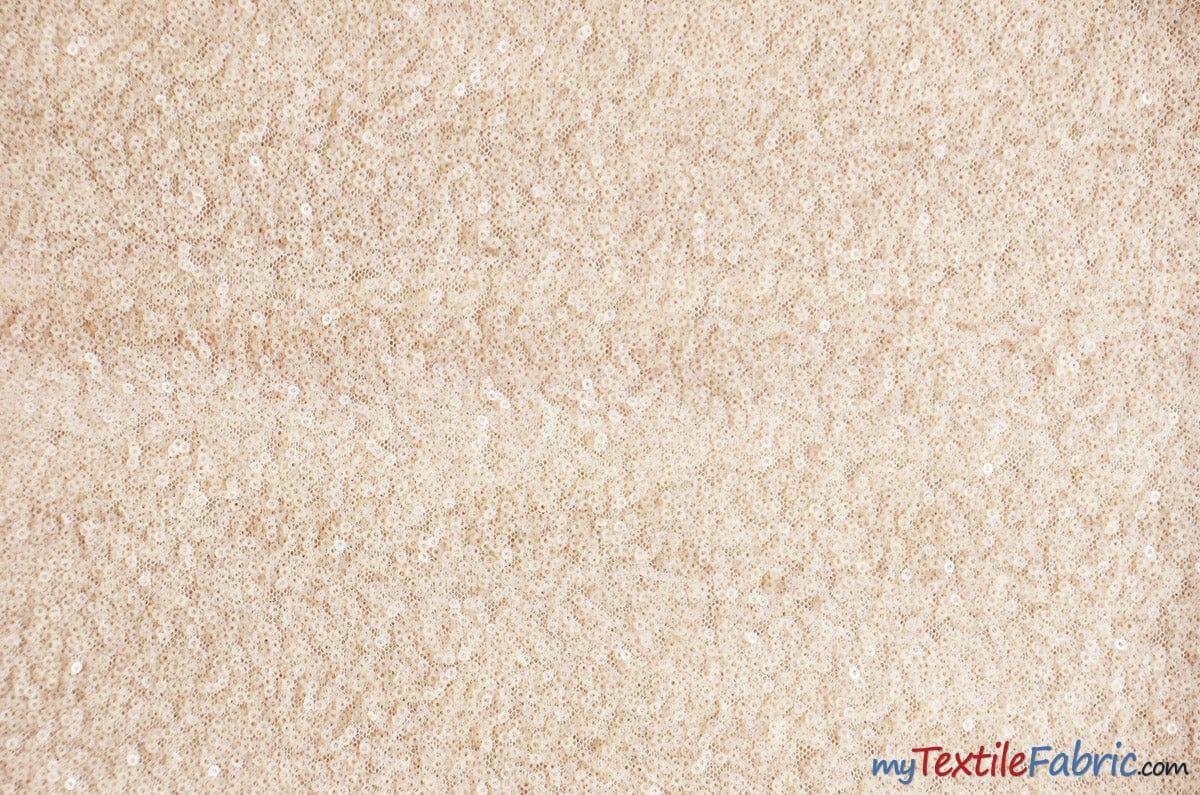 Glitz Mesh Sequins Fabric | 3mm Glitter Sequins | 52" Wide | Multiple Colors | Fabric mytextilefabric Yards Ivory (peachy)