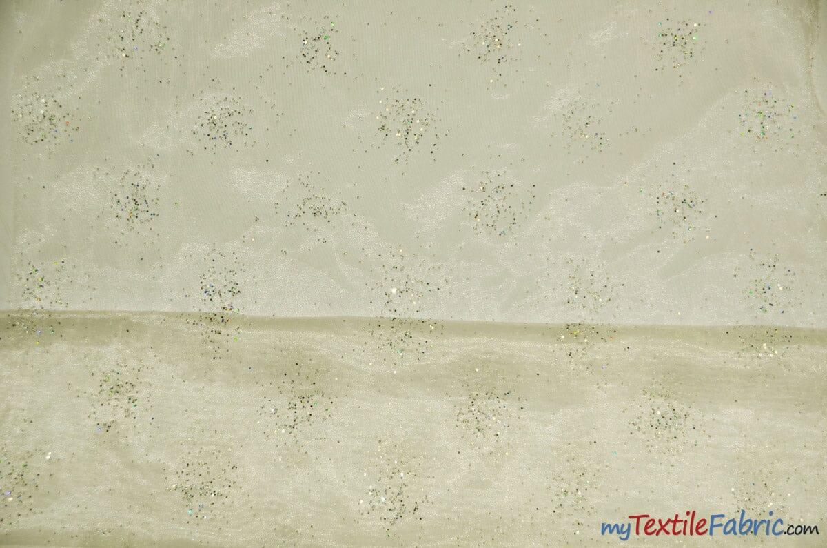 Sparkle Organza Fabric | Glitter Beads on Organza Fabric | 58" Wide | Fabric mytextilefabric Yards Ivory