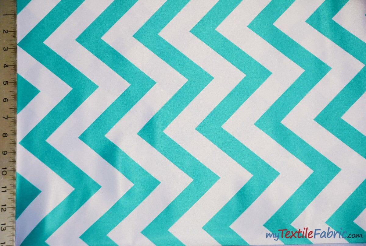 Chevron Satin Fabric | Chevron L'amour Satin | Matte Satin Print | 60" Wide | Multiple Colors | Fabric mytextilefabric Yards Jade