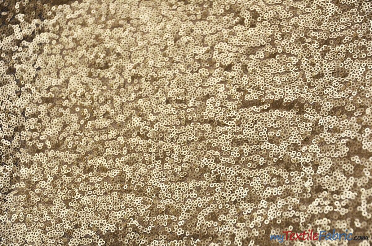 Glitz Mesh Sequins Fabric | 3mm Glitter Sequins | 52" Wide | Multiple Colors | Fabric mytextilefabric Yards JW Gold