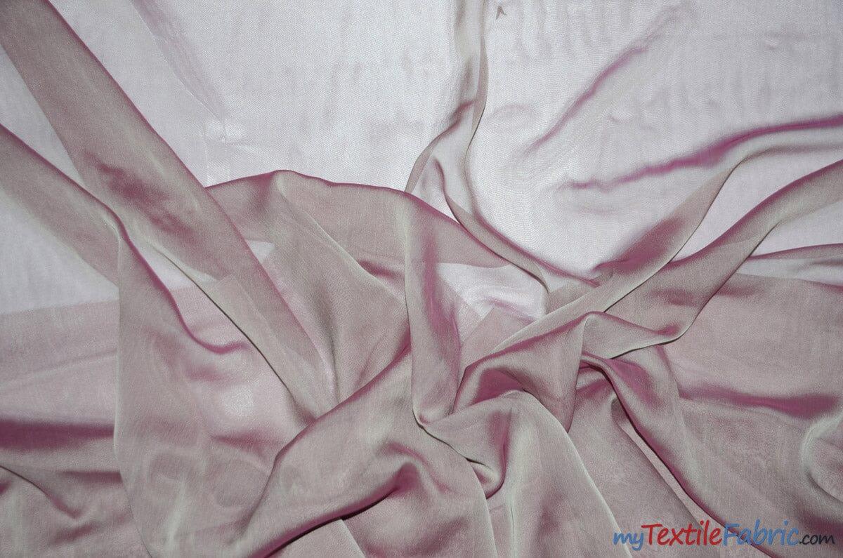 Two Tone Chiffon Fabric | Iridescent Chiffon Fabric | 60" Wide | Clean Edge | Multiple Colors | Continuous Yards | Fabric mytextilefabric Yards Khaki Fuchsia