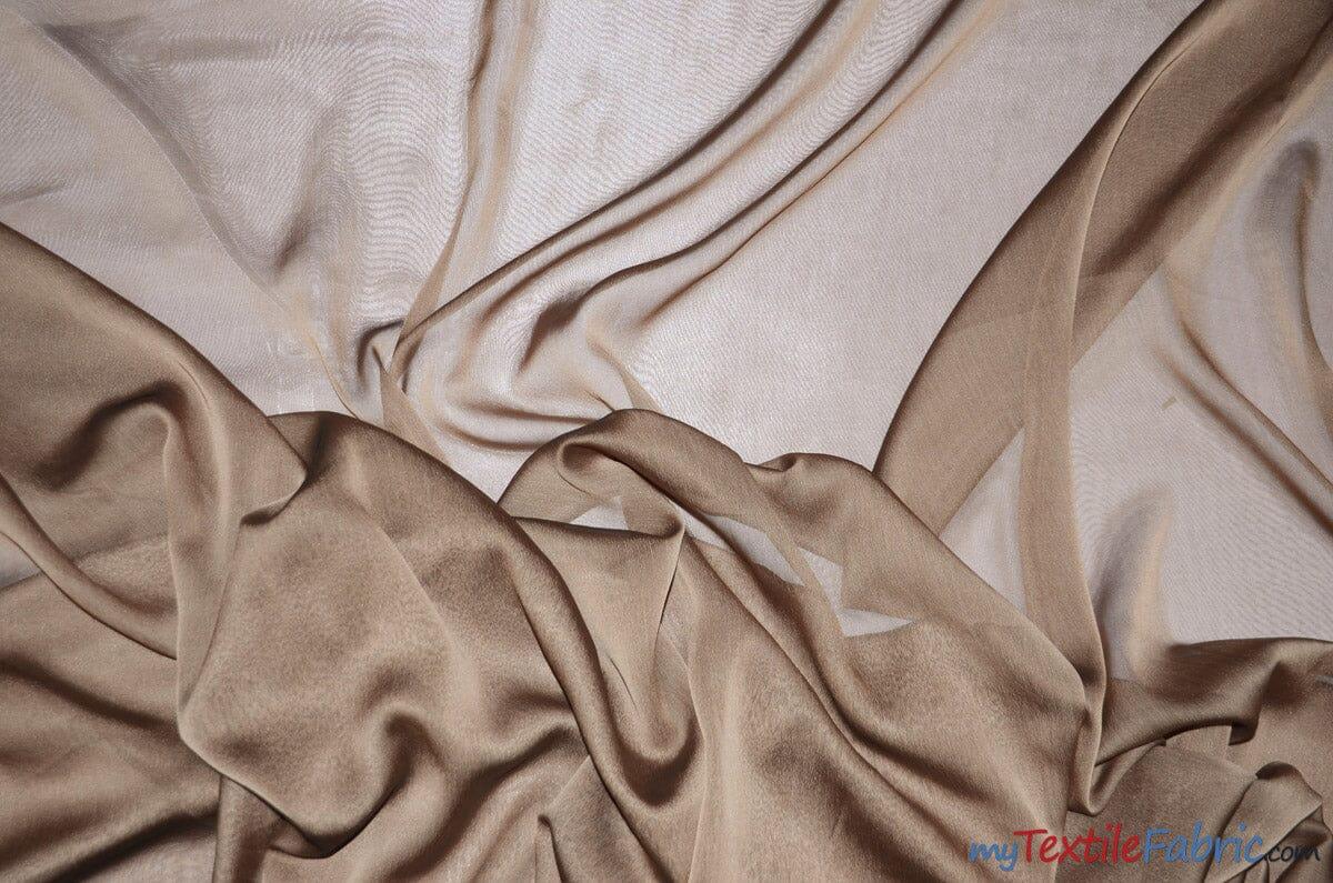 Two Tone Chiffon Fabric | Iridescent Chiffon Fabric | 60" Wide | Clean Edge | Multiple Colors | Continuous Yards | Fabric mytextilefabric Yards Khaki