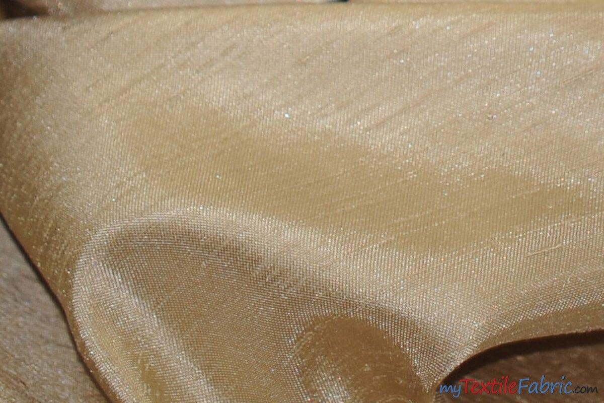 Shantung Satin Fabric | Satin Dupioni Silk Fabric | 60" Wide | Multiple Colors | Continuous Yards | Fabric mytextilefabric Yards Khaki