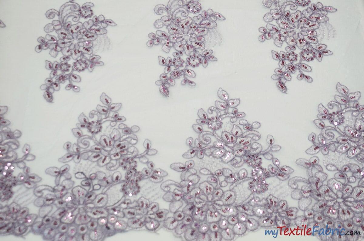 Camilla Embroidery Fabric | Bridal Lace Design YX 1098 | 52" Wide | Fabric mytextilefabric Yards Lavender