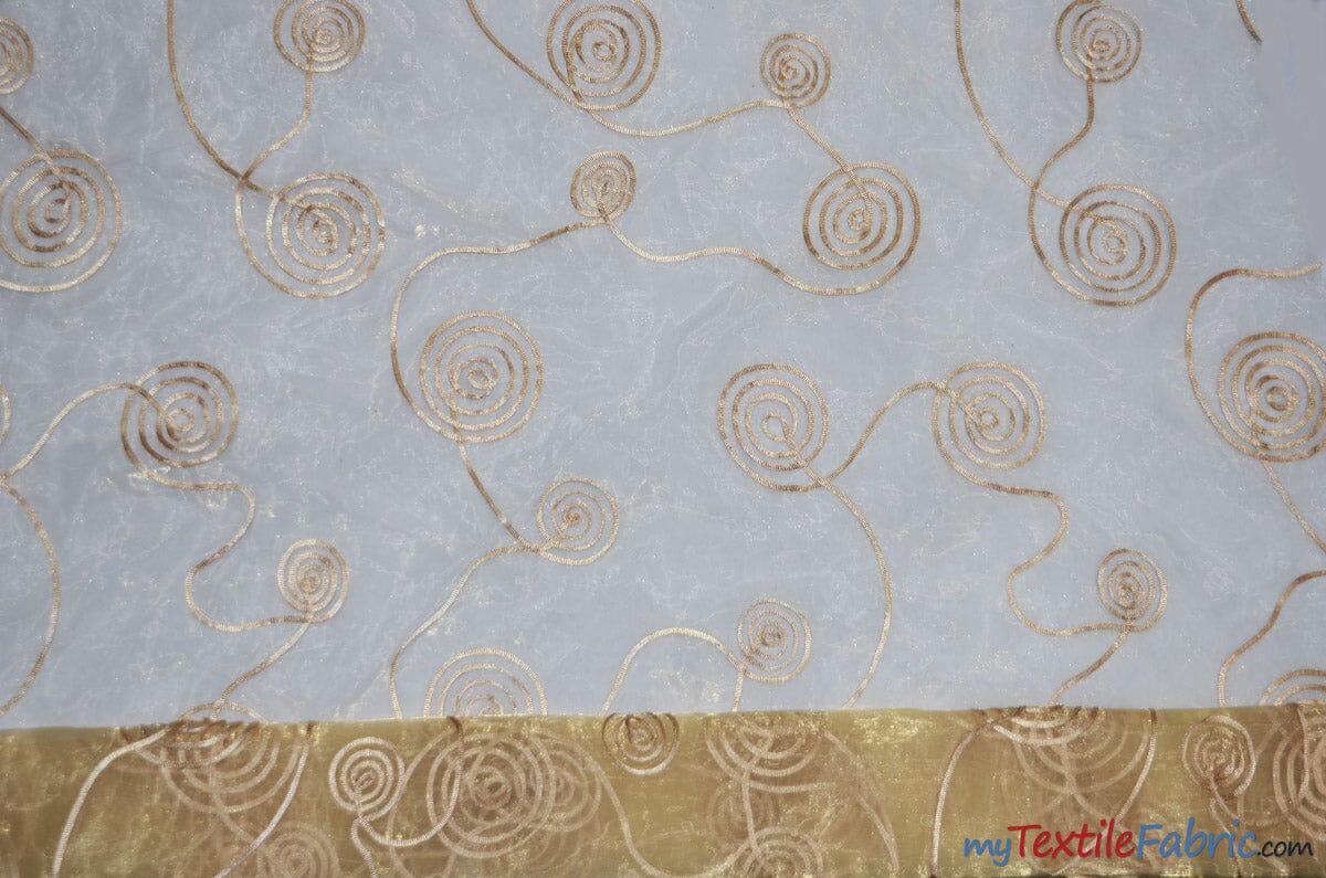 Donatello Organza Embroidery Fabric | Embroidered Floral Sheer | 54" Wide | Multiple Colors | Fabric mytextilefabric Yards Light Gold