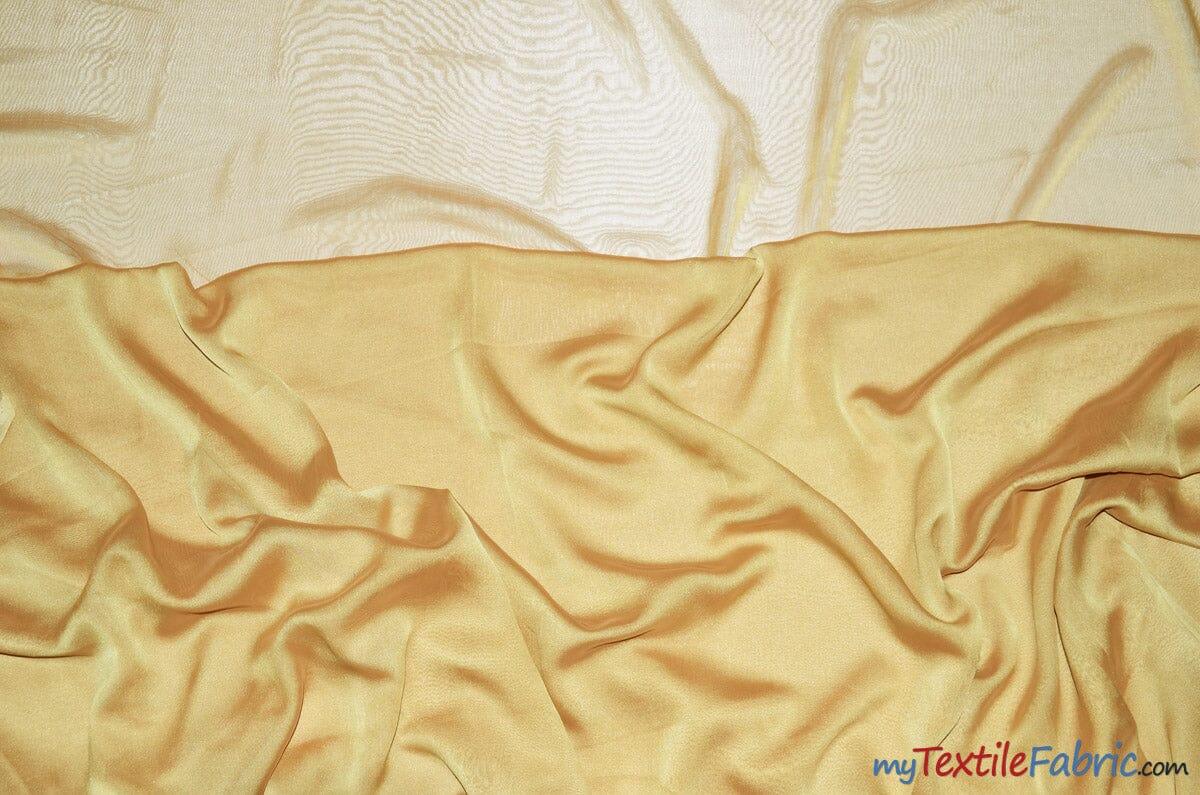 Two Tone Chiffon Fabric | Iridescent Chiffon Fabric | 60" Wide | Clean Edge | Multiple Colors | Continuous Yards | Fabric mytextilefabric Yards Light Gold