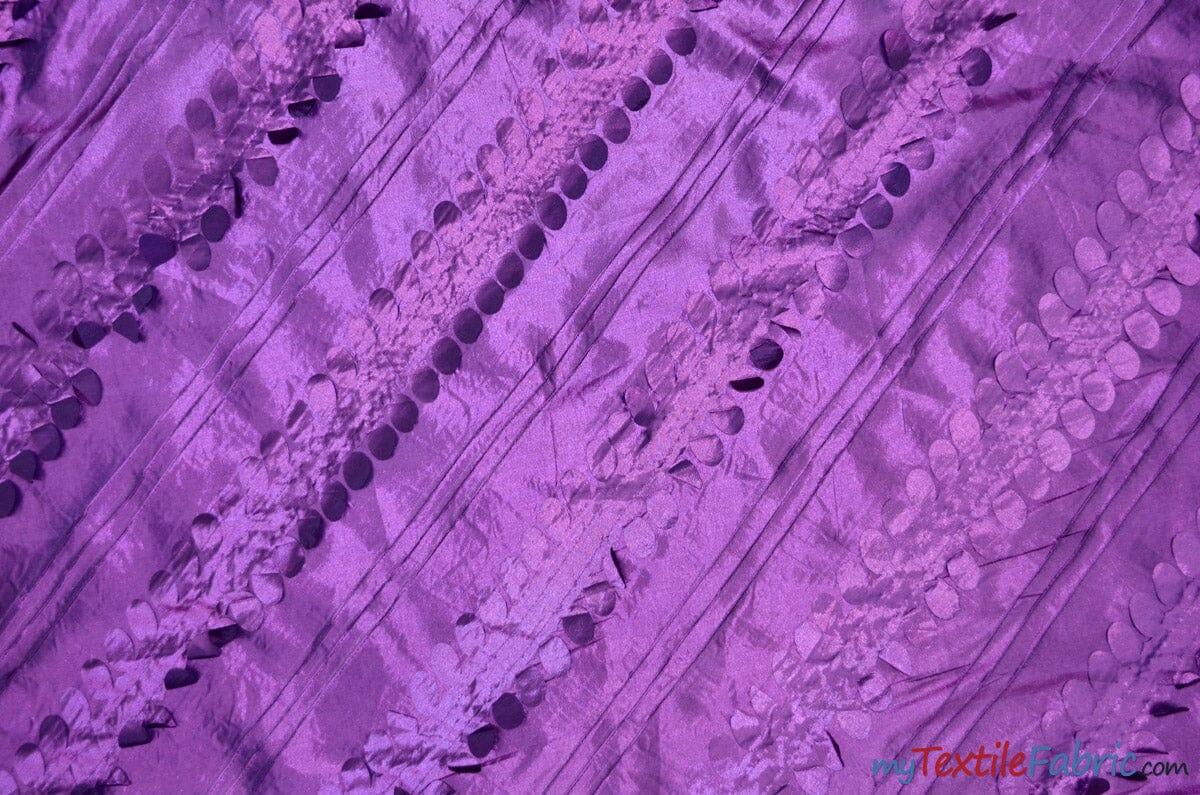 Forest Taffeta Embroidery | Hanging Leaf Taffeta | 54" Wide | Multiple Colors | Fabric mytextilefabric Yards Light Plum