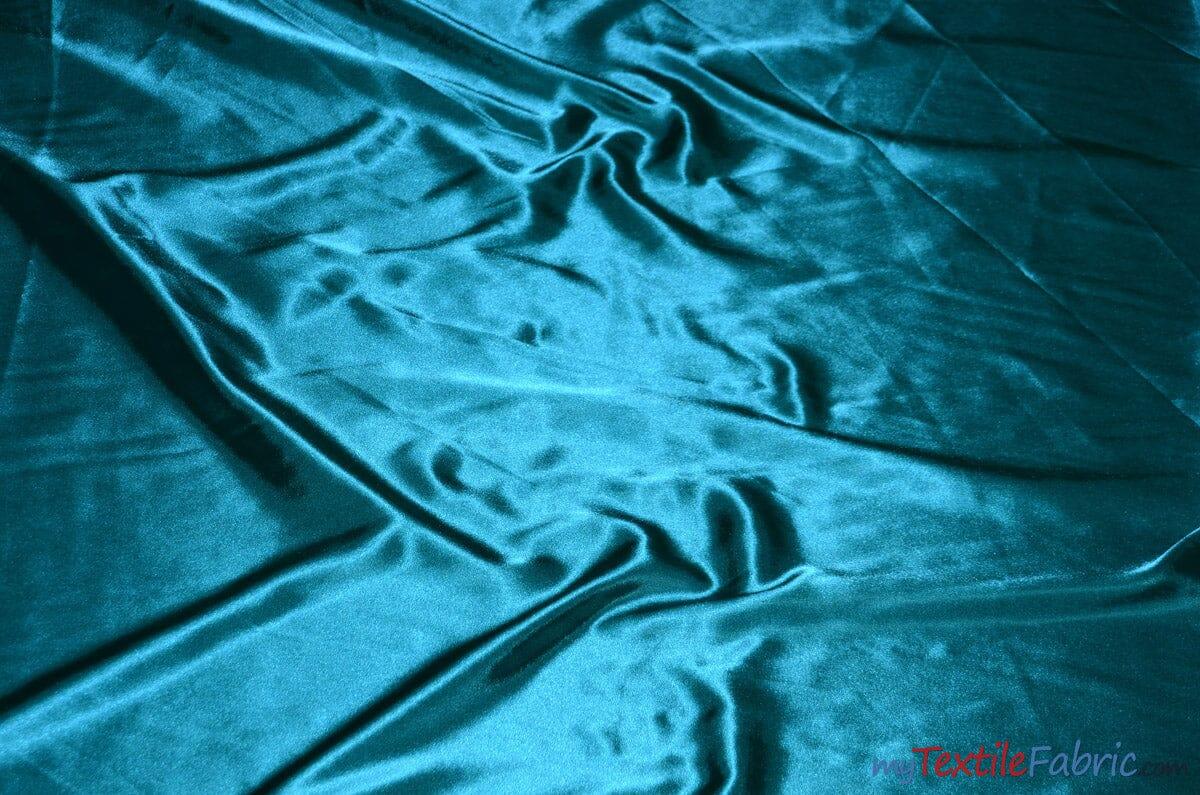 Silky Soft Medium Satin Fabric | Lightweight Event Drapery Satin | 60" Wide | Economic Satin by the Wholesale Bolt | Fabric mytextilefabric Bolts Light Teal 0005