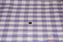 Load image into Gallery viewer, Gingham Checkered Fabric | Polyester Picnic Checkers | 1&quot; x 1&quot; | 60&quot; Wide | Tablecloths, Curtains, Drapery, Events, Apparel | Fabric mytextilefabric Yards Lilac White 
