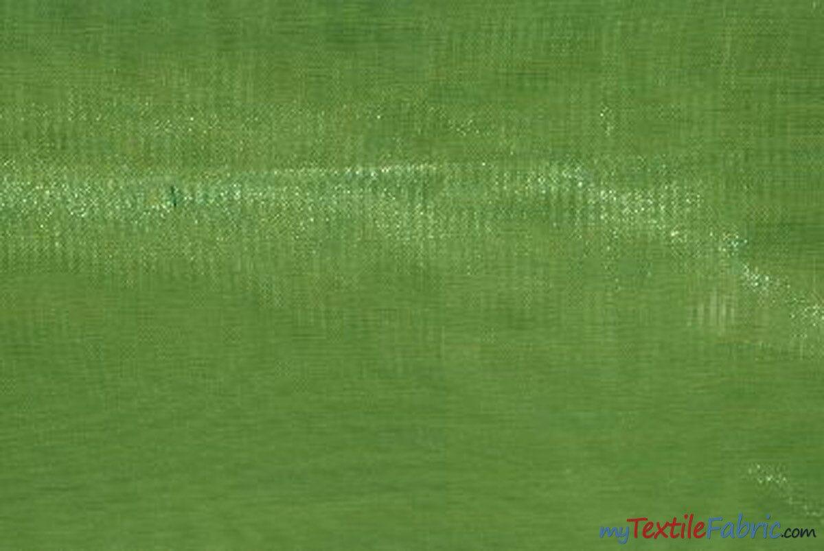 Crystal Organza Fabric | Sparkle Sheer Organza | 60" Wide | Continuous Yards | Multiple Colors | Fabric mytextilefabric Yards Lime