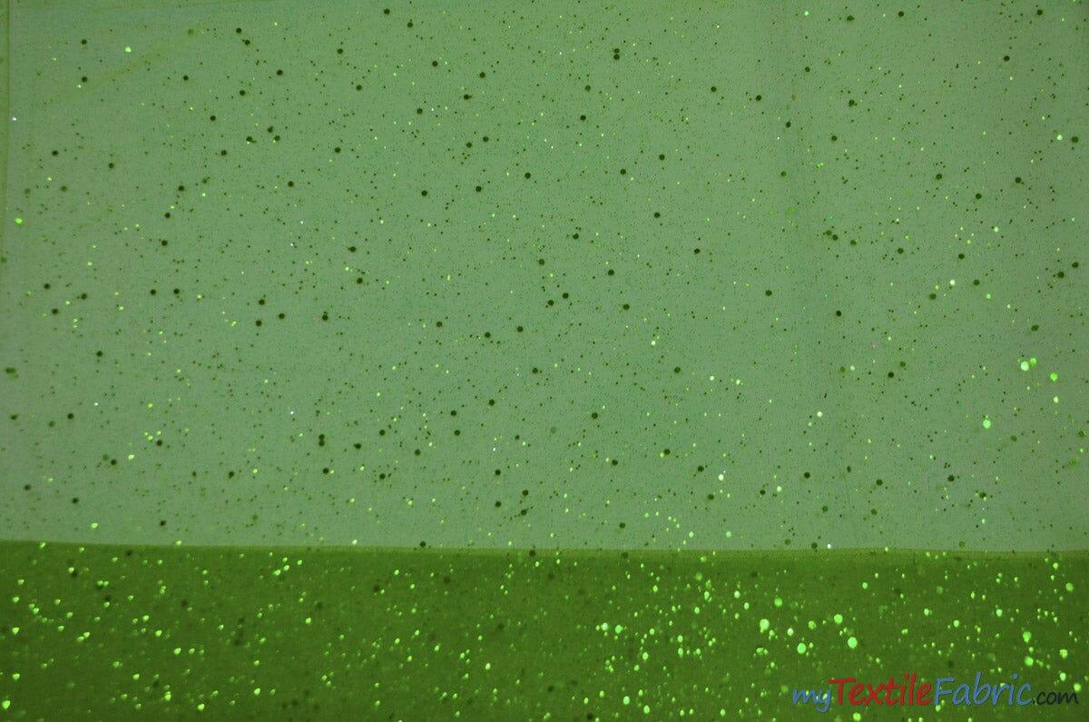 Tulle Glitter with Sequins and Glitter | 60" Wide | Multiple Colors | Glitter Tulle Fabric with Sequins Embellishments | Fabric mytextilefabric Yards Lime