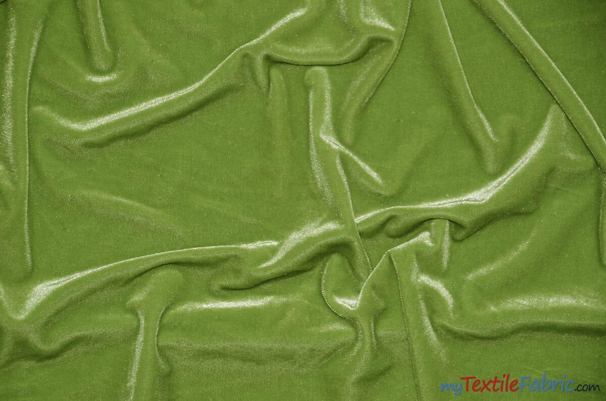 Soft and Plush Stretch Velvet Fabric | Stretch Velvet Spandex | 58" Wide | Spandex Velour for Apparel, Costume, Cosplay, Drapes | Fabric mytextilefabric Yards Lime