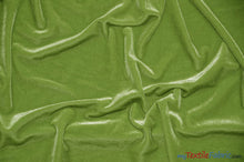 Load image into Gallery viewer, Soft and Plush Stretch Velvet Fabric | Stretch Velvet Spandex | 58&quot; Wide | Spandex Velour for Apparel, Costume, Cosplay, Drapes | Fabric mytextilefabric Yards Lime 

