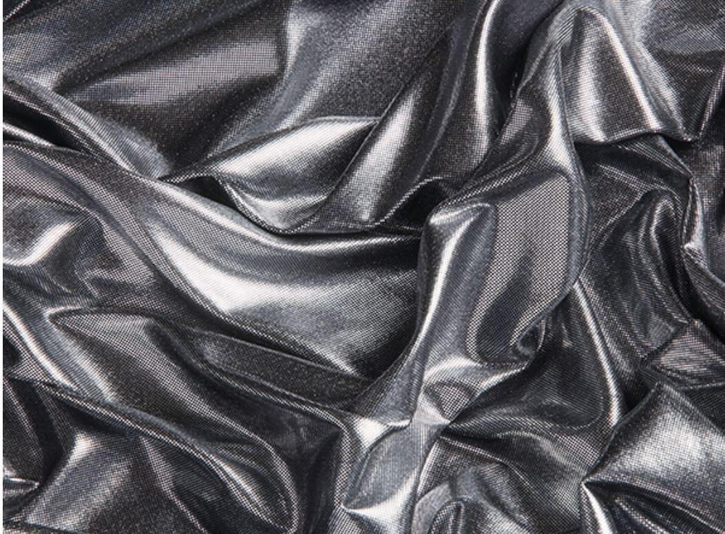Soft Liquid Lame Stretch Fabric | 40" Cuttable | Costume, Clothing, Crafts, Decor, Scarfs | Multiple Colors | Fabric mytextilefabric 3"x3" Sample Swatch Black Silver