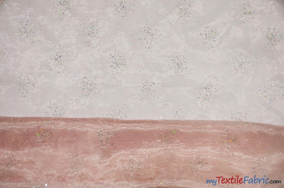 Sparkle Organza Fabric | Glitter Beads on Organza Fabric | 58" Wide | Fabric mytextilefabric Yards Mauve