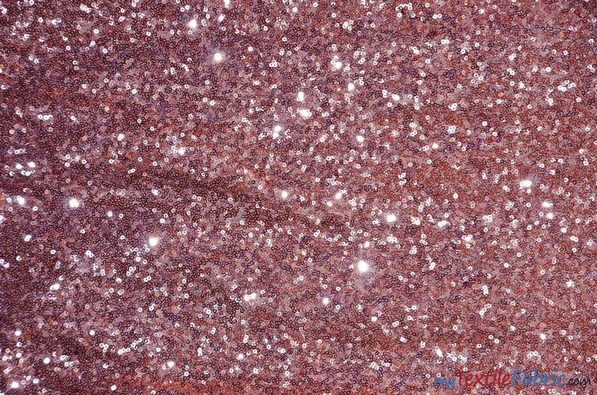 Glitz Mesh Sequins Fabric | 3mm Glitter Sequins | 52" Wide | Multiple Colors | Fabric mytextilefabric Bolts Mauve